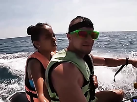 Perverted big Hawkshaw mendicant experienced amazing unprofessional blowjob on a speedboat