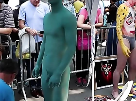 Naked Oriental Lad's throng is painted in public