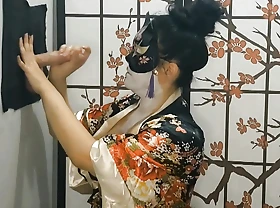 Asian doll cosplay Japanese geisha gloryhole w backstage tit fuck